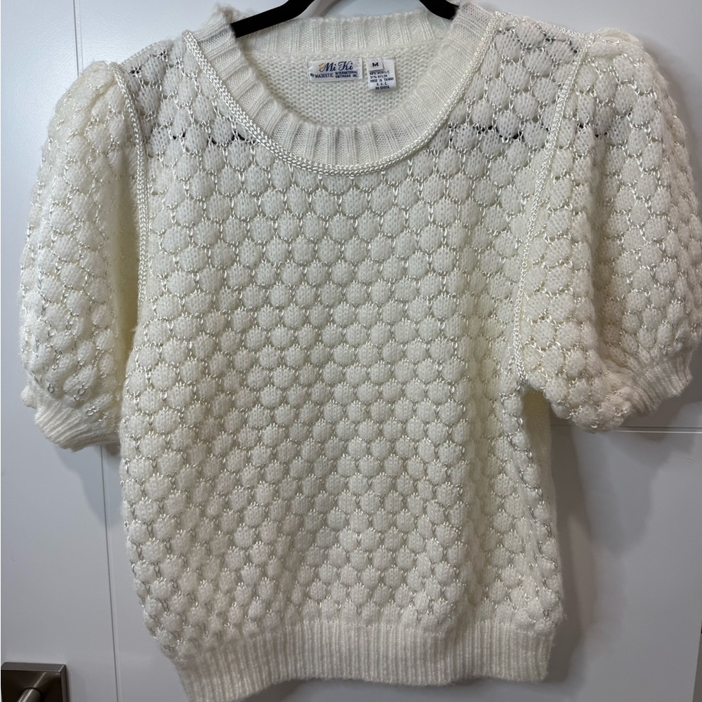 Majestic Ivory Textured Knit Sweater‎